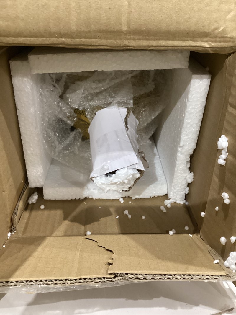 Condition photo showing As Is for TRIROCKS Set of 2 Moroccan Candle Lanterns 22.5''&15'' H Decorative Candle Holder Hanging Lanterns with Embossed Colored Tempered Glass Ramadan Decorations for Home Outdoor Indoor Patio Weddings(Gold) Hexagon