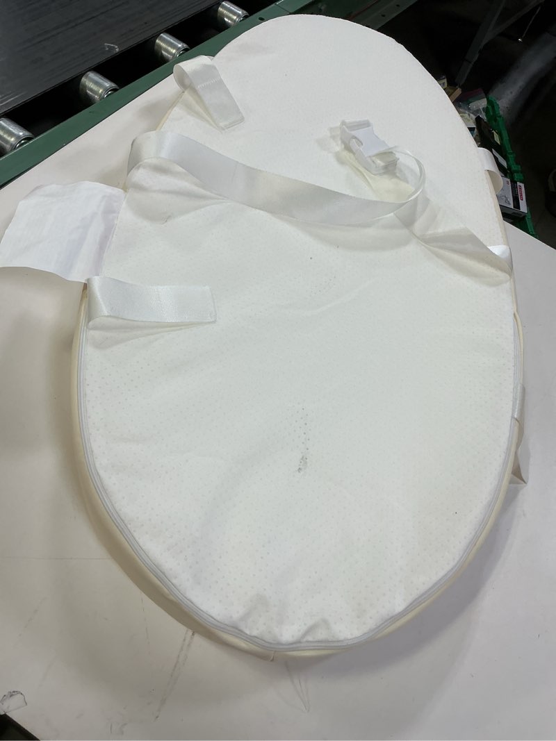 Condition photo showing As Is for Baby Changing Pad for Dresser, with Wipeable Waterproof PU Cover, Contoured Diaper Changing Pad with Non-Slip Safety Belt, Portable Lightweight Changing Mat with Cushioned Foam, Beige