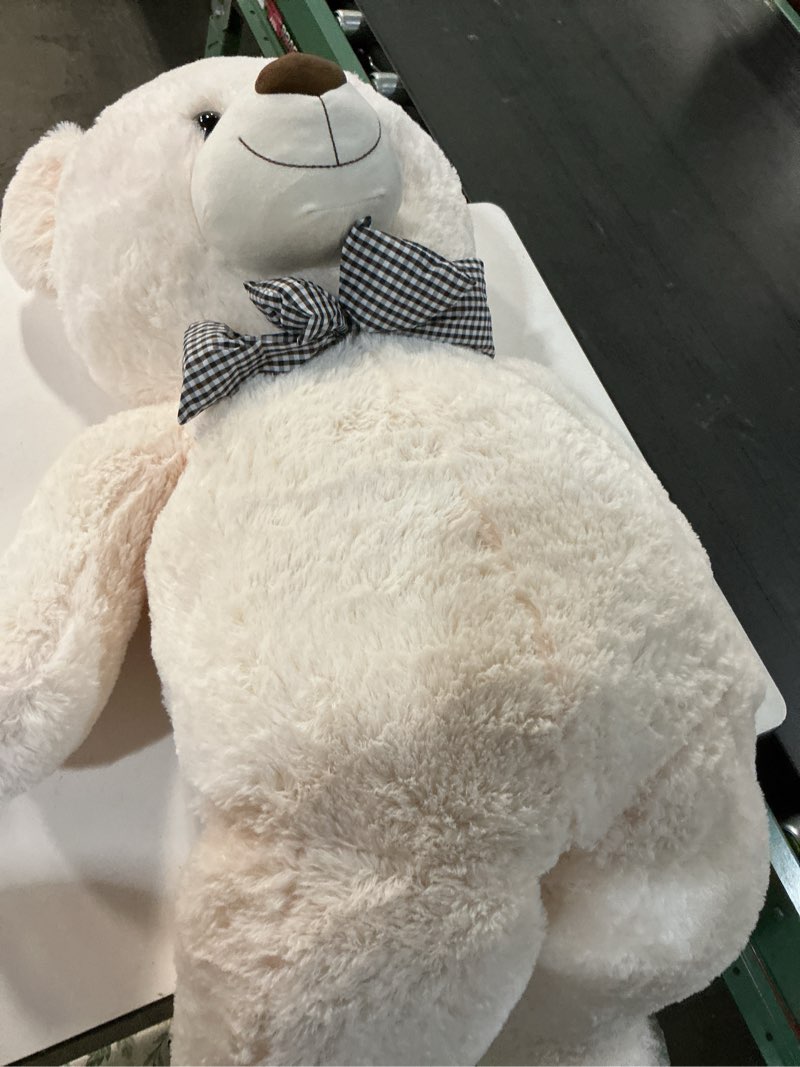 Condition photo showing Good Condition for maogolan giant white teddy bear stuffed animal 5 feet,soft cuddly smiling face big teddy bear plush gift for boyfriend girlfriend cream 5 feet