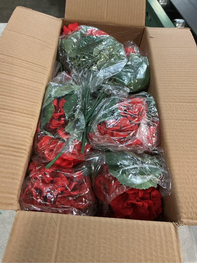 Condition photo showing Good Condition for hananona 12 pcs artificial geranium flowers for outdoors geranium silk red flowers outdoor uv resistant garden plants faux flower for christmas home kitchen table centerpieces decor (12, red) red 12