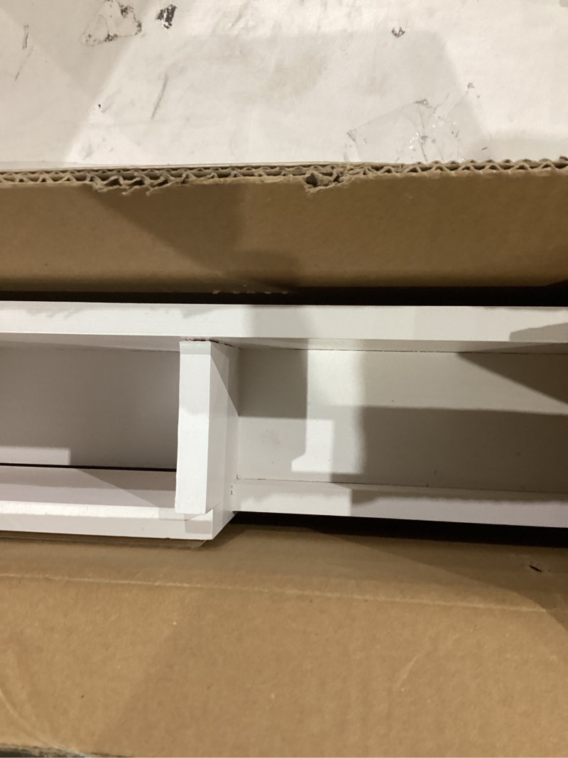 Condition photo showing As Is for Decorative Key Hanging Rack with 8 Hooks – Easy Install Natural Wooden Key and Mail Holder for Wall Mount – Sunglasses Wallet Holder Entryway Decor with Shelf and Chalkboard (White)