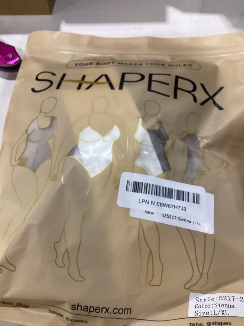 Condition photo showing New/Like New for shaperx strapless shorts bodysuit for women tummy control shapewear seamless sculpt body shaper with removable straps sienna large-x-large