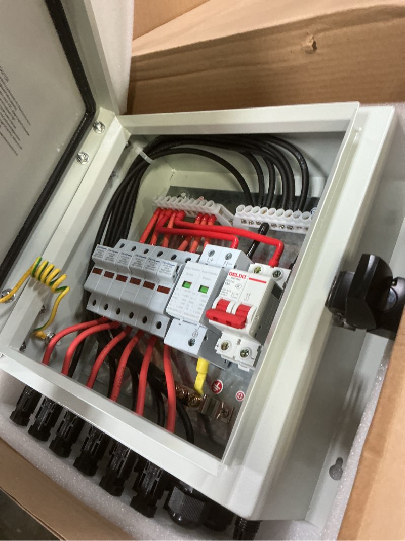 Condition photo showing Good Condition for PV Combiner Box 4 String, IP65 Waterproof Solar Combiner with Lightning Arrester, Metal Box, 20A Rated Current Fuse and Circuit Breakers for On/Off Grid Solar Panel System