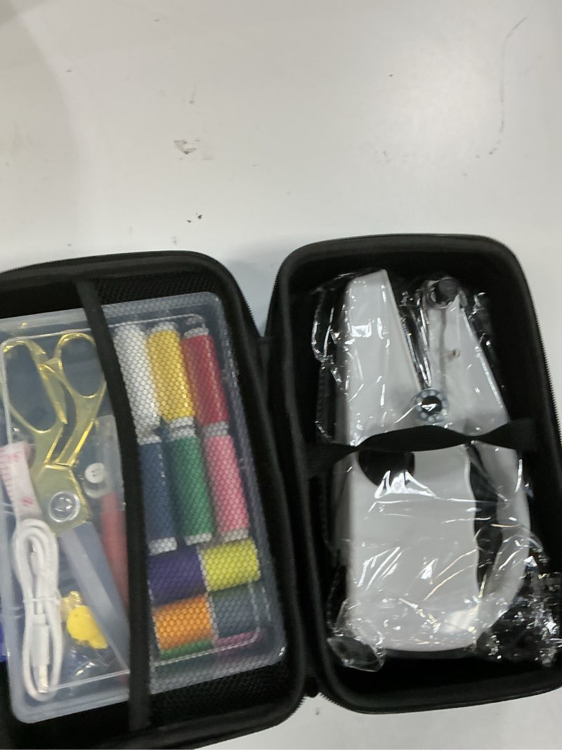Condition photo showing Good Condition for heavy duty handheld sewing machine with 110 pcs sewing kit & blue leather case, mini portable hand held sewing machine for adults and beginners, for mending clothes, diy projects, at home or on the go black
