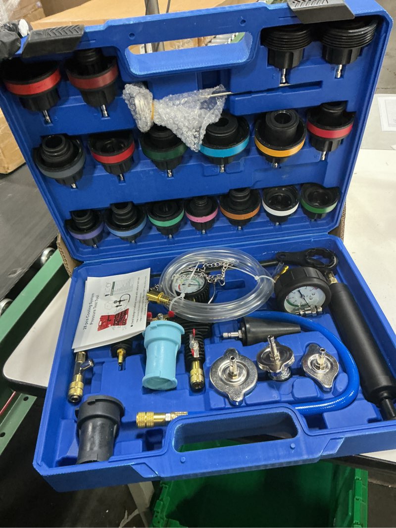 Condition photo showing Good Condition for coolant pressure tester kit, 31pcs master coolant vacuum refill kit with 23 radiator adapters for automotive cooling system vacuum leak tester & radiator pressure tester kit with refill tool