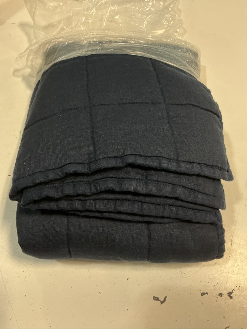 Condition photo showing Good Condition for quince european linen box quilted sham set, king, navy