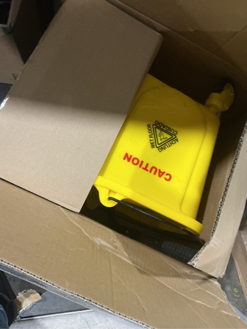 Condition photo showing Good Condition for Amazon Basics Side Press Wringer Combo Commercial Floor Cleaning Rectangular Mop Bucket on Wheels, 35-Quart, Yellow