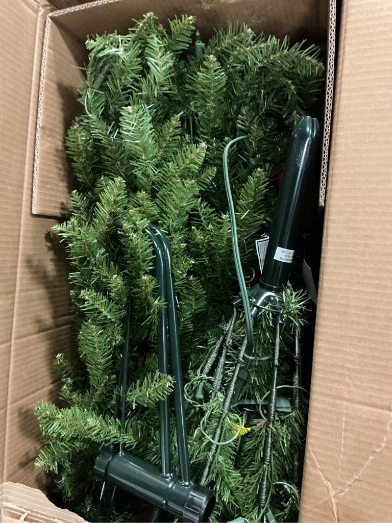 Condition photo showing Good Condition for National Tree Company Pre-Lit Artificial Full Christmas Tree, Green, Dunhill Fir, White Lights, Includes Stand, 7.5 Feet 7ft 6in Christmas Tree
