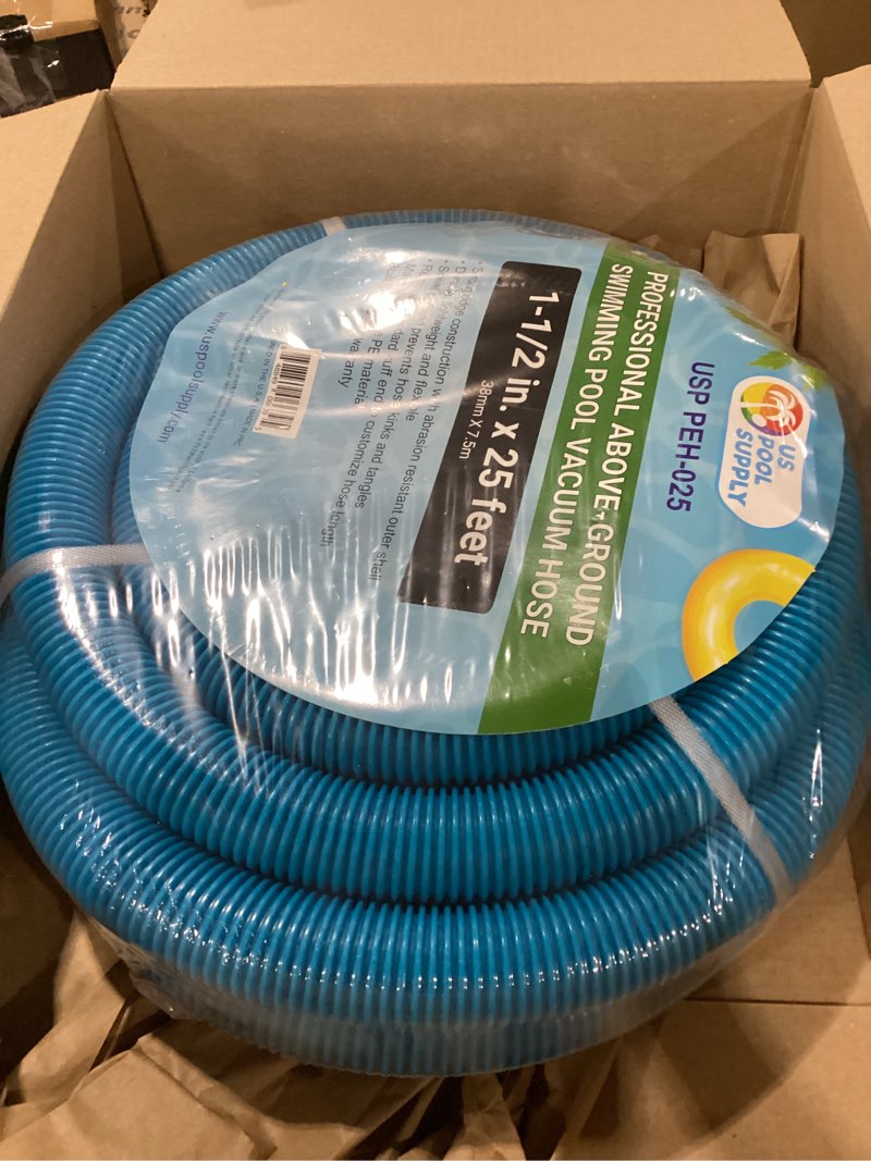 Condition photo showing New/Like New for u.s. pool supply 1-1/2" x 25 foot professional above ground swimming pool vacuum hose with swivel cuff - removable cuff, cut to fit - compatible with filter pumps, filtration systems, chlorinators