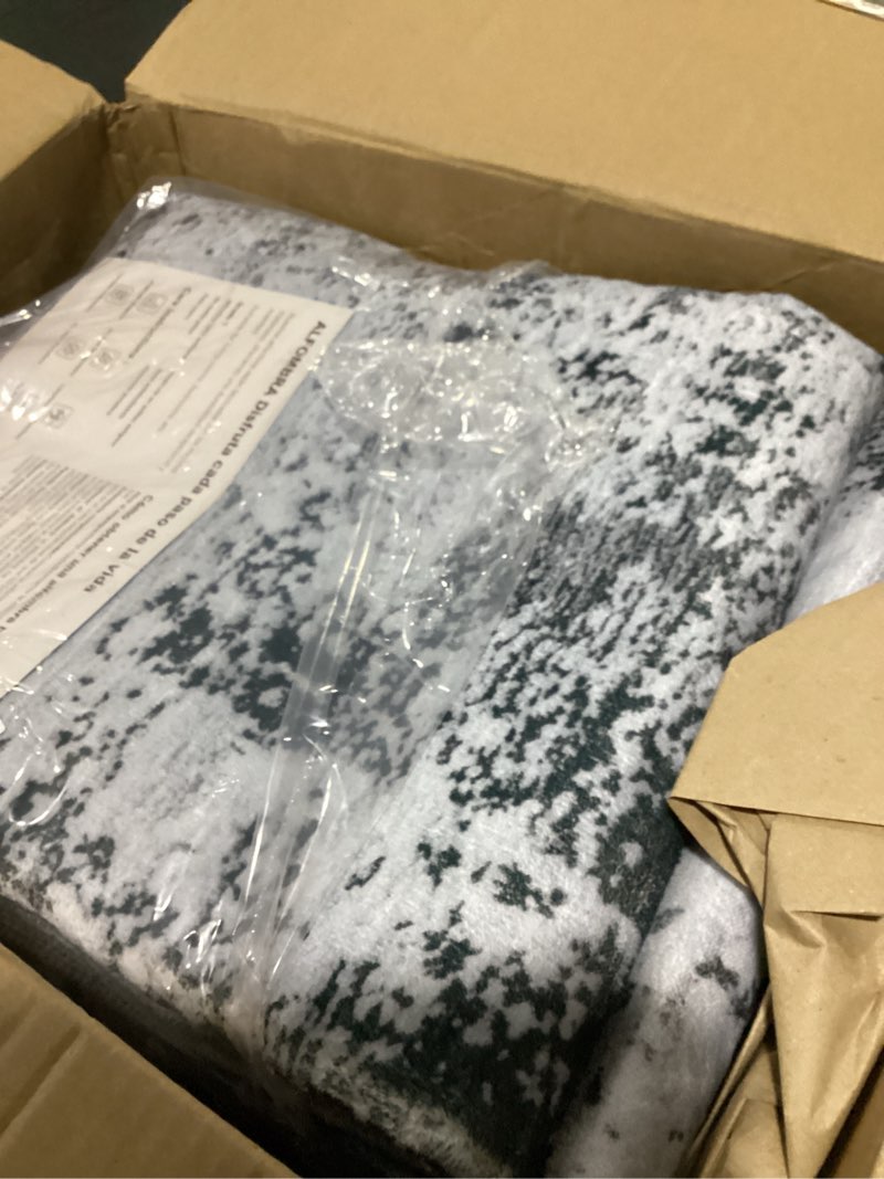Condition photo showing Good Condition for 4x6 area rug, modern abstract carpet for bedroom, soft washable rugs for living room, non slip thin low pile floor carpets for dorm dining room entryway office decor, black white black white 4' x 6' (rectangular)