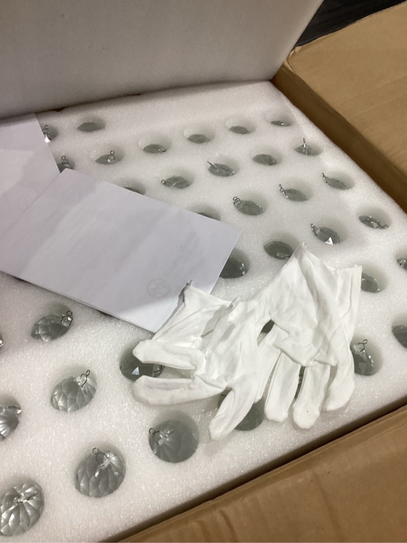 Condition photo showing Good Condition for Saint Mossi 9 Light Modern K9 Crystal Chandelier, Flush Mount LED Ceiling, Light Fixture Pendant Lamp for Diningroom Bathroom Bedroom Livingroom, E12 LED Bulbs Required, Height 11 x Width 20