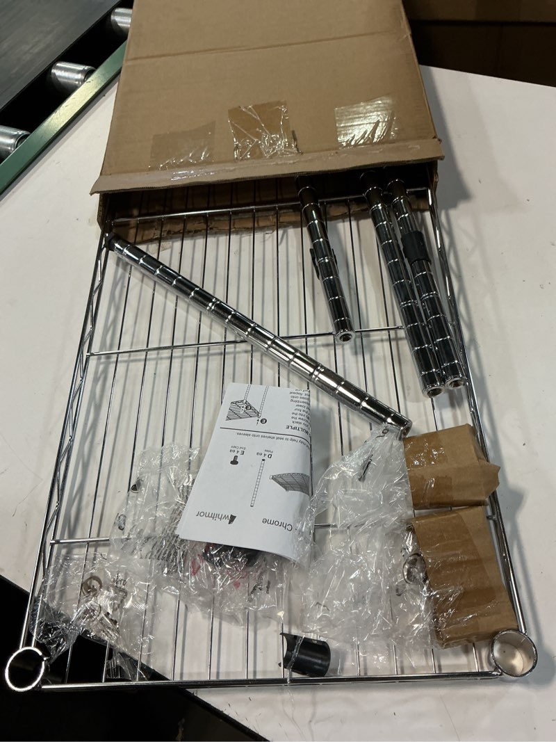 Condition photo showing Good Condition for whitmor 1 tier shelving units, wire rack storage organizer, 30" l x 14" w x 15" h, chrome 1-tier, 30"l x 14"w x 15"h,chrome