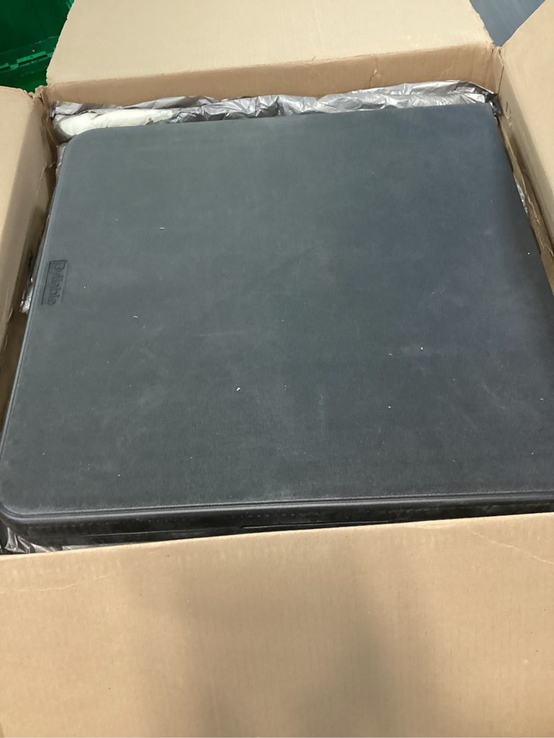 Condition photo showing As Is for Byliable Folding Table 6ft Portable Heavy Duty Plastic Fold-in-Half 6 Foot Foldable Table Utility Dining Indoor Outdoor with Carrying Handle for Camping Picnic and Party, Black (similar product)