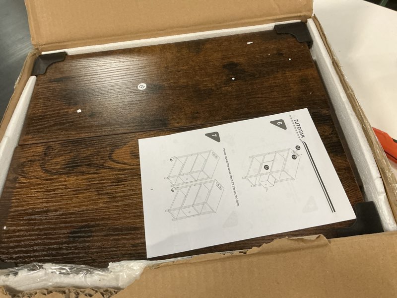 Condition photo showing Good Condition for TUTOTAK Set of 2 Small Narrow End Table with Charging Station, Side Table with Outlets, Nightstand with Cloth Drawer, Couch Table, for Living Room, Bedroom, Bedside, Brown TB01BB058 Brown With Plug