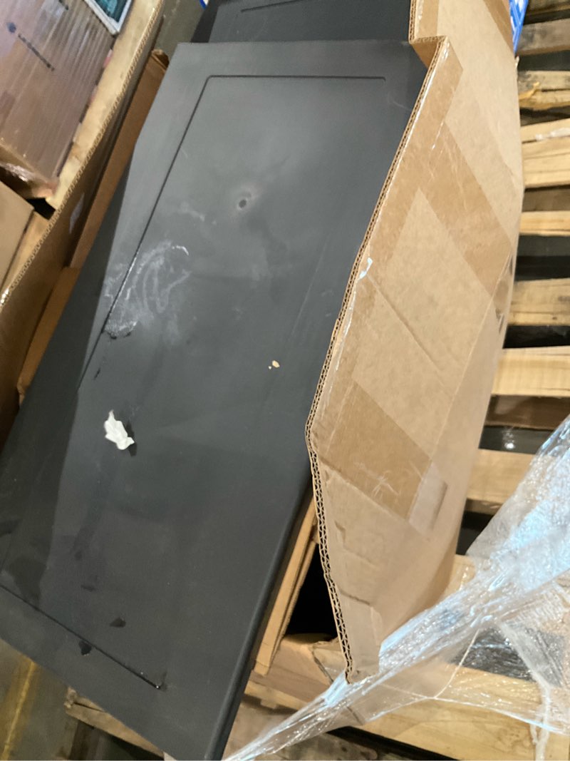 Condition photo showing As Is for keter premium one 35-in w x 74-in h x 18.5-in d freestanding plastic garage cabinet in black