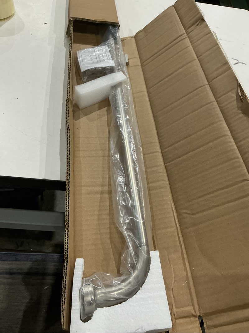 Condition photo showing Good Condition for brushed nickel disc curtain rods, 48-84 inches window curtain rod,adjustable room darkening curtain rod with aluminum finials and brackets,wrap around design 48-84" brushed nickel