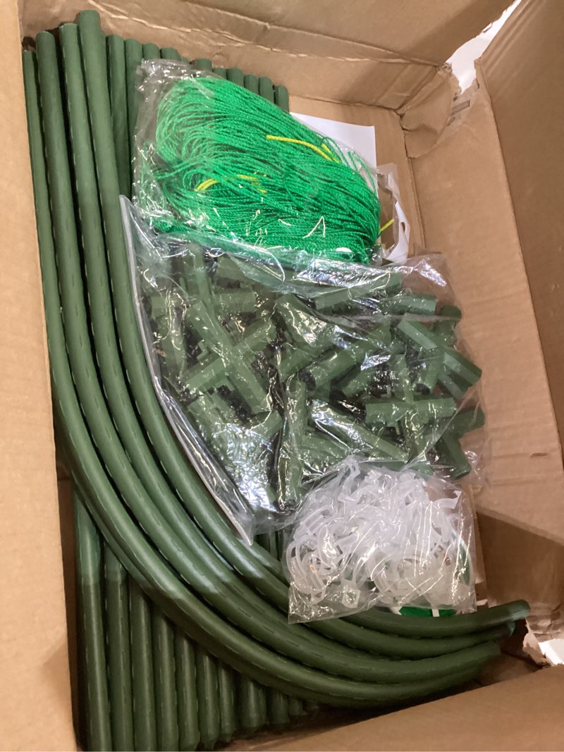 Condition photo showing Good Condition for cucumber trellis for raised bed,u-shape garden trellis for climbing plants outdoor, metal arch trellis for vegetables, plant support for vine,tomato, pea (green, 49.6" l×30" w×47.2" h) green 49.6" l×30" w×47.2" h