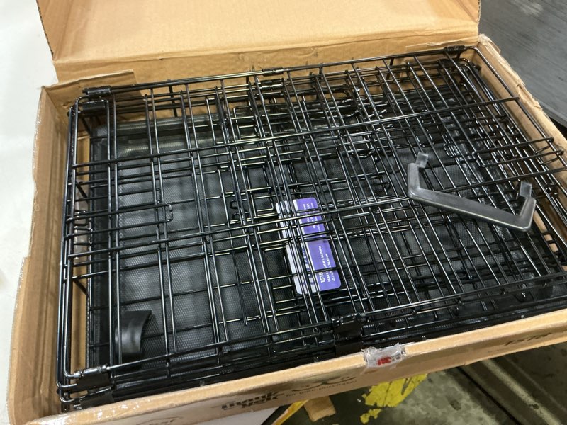 Condition photo showing Good Condition for midwest homes for pets newly enhanced single & double door icrate dog crate, includes leak-proof pan, floor protecting feet, divider panel & new patented features