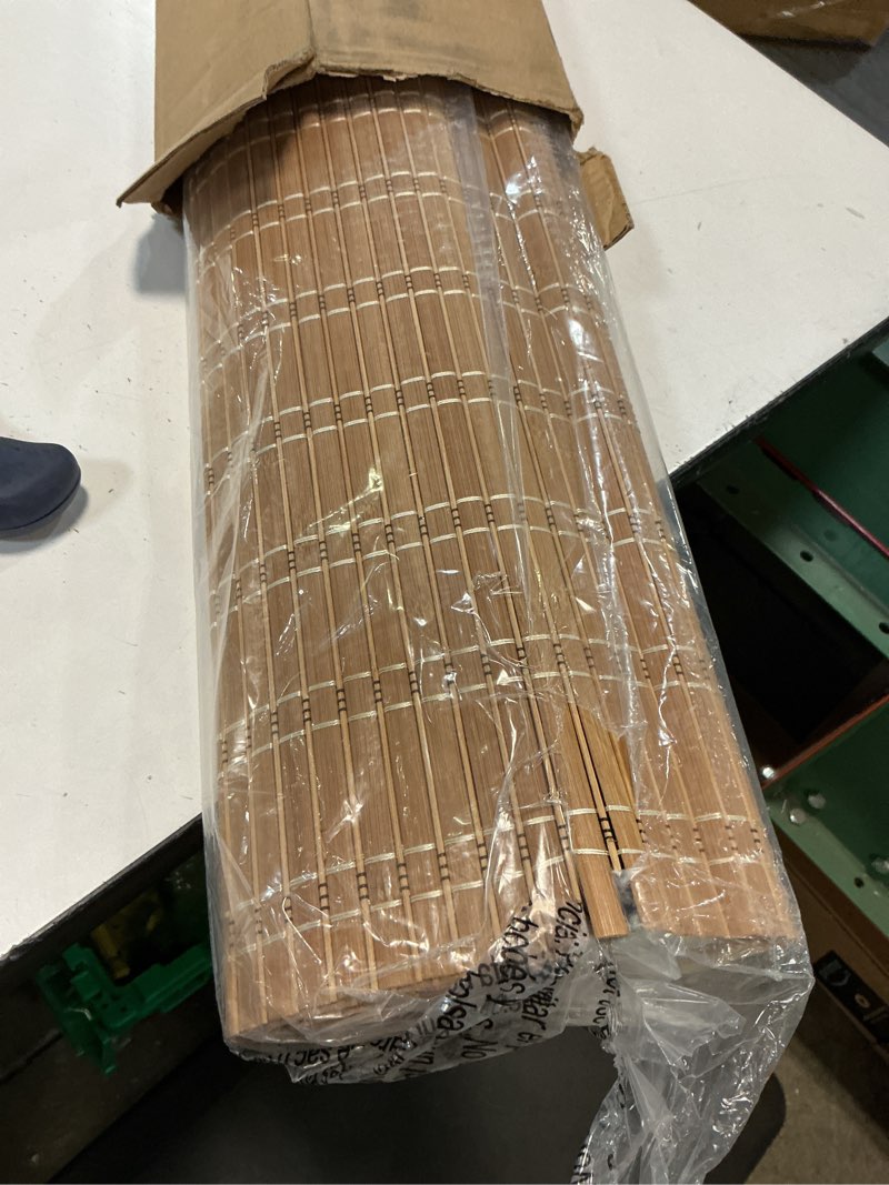 Condition photo showing Good Condition for lazblinds no tools no drill cordless bamboo roman shades, light filtering window treatment, roll up bamboo blinds for windows 32'' w x 64'' h, brown light filtering-brown206 32" w × 64" h
