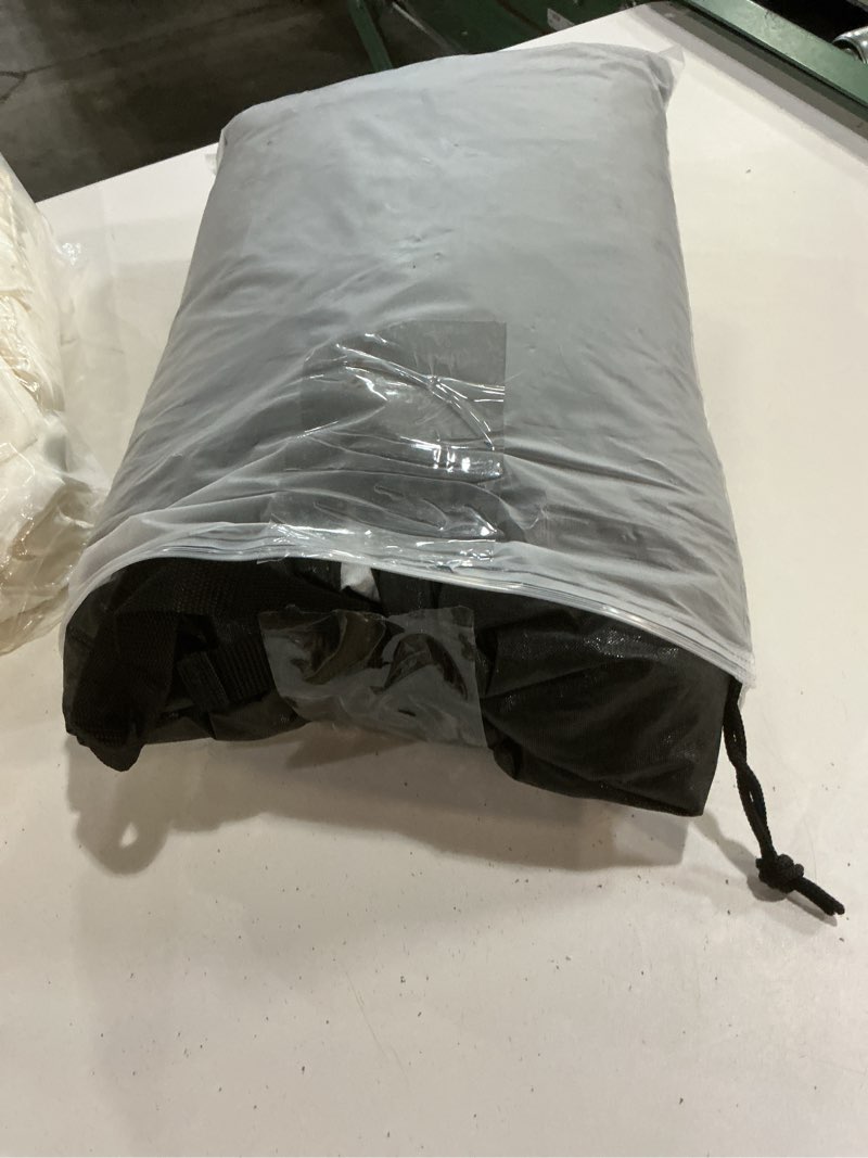 Condition photo showing As Is for motorcycle cover waterproof pe aluminum film soft cotton lining, all-season outdoor protection with anti-theft lock holes, windproof buckle, 5 reflective strips, fits motorcycles up to 116" 116" x 41" x 50"