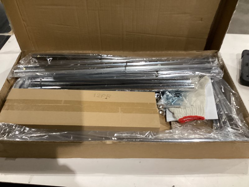 Condition photo showing Good Condition for raybee heavy duty clothes rack 75" extra wide, 450 lbs clothing rack with 4 hooks, lockable wheels, metal garment rack for bedroom, laundry room, commercial chrome rod shelf