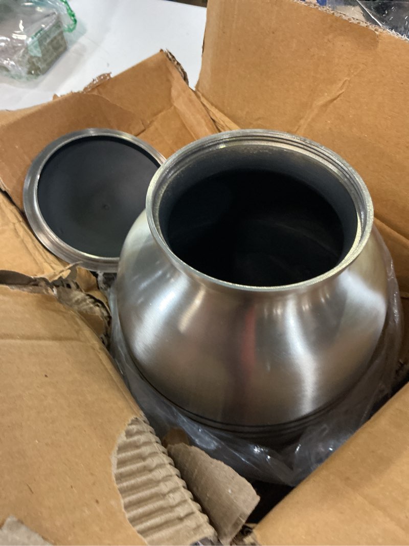 Condition photo showing Good Condition for trupoint memorials cremation urns for human ashes, pewter decorative burial urn for adult men & women, large silver silver lining large