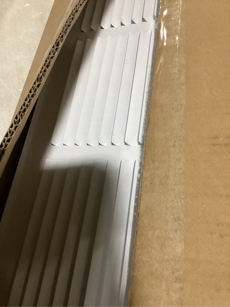 Condition photo showing New/Like New for fancat 30"w x 8"h return air grille [duct opening size], steel hvac return air vent cover for wall & ceiling, white powder-coated rust-resistant ac cold air return, outer dimensions 31.75"w x 9.75"h 30''wx8''h [duct opening]