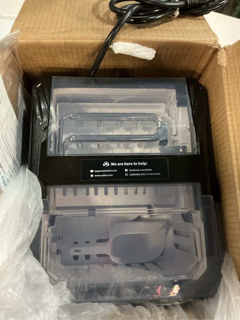 Condition photo showing New/Like New for Aeitto Ice Makers Countertop, 26Lbs/24H Ice Machine with 2 Sizes of Bullet Ice, 9 Ice Cubes Ready in 6 Mins, Self-Cleaning Portable Ice Maker with Ice Scoop and Basket for Home Office Bar RV, Black