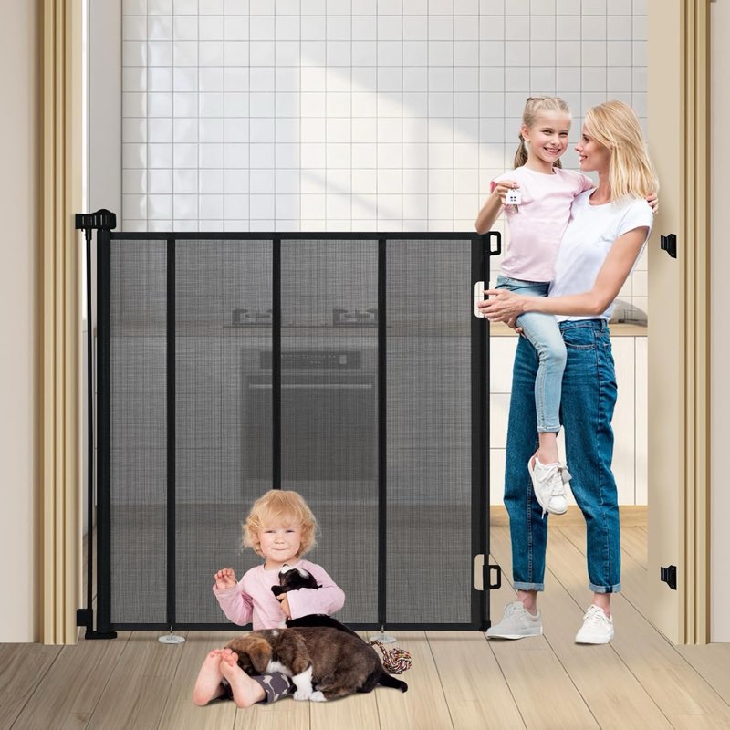 hidog 47" extra tall retractable baby gates, extends to 59" wide, extratall retractable safety gate 