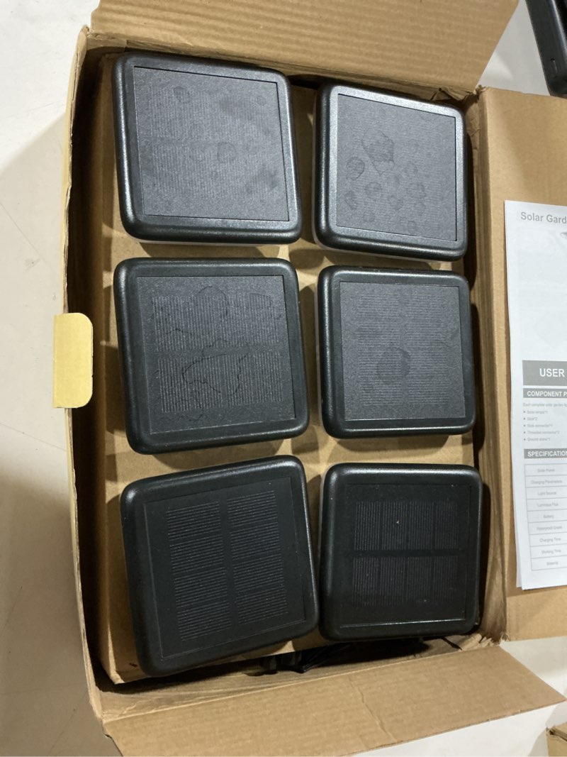 Condition photo showing As Is for solar pathway lights outdoor 6 pack solar powered garden lights 12h long lasting auto on/off solar swaying light ip65 waterproof for planter flowers landscape lighting decoration warm white