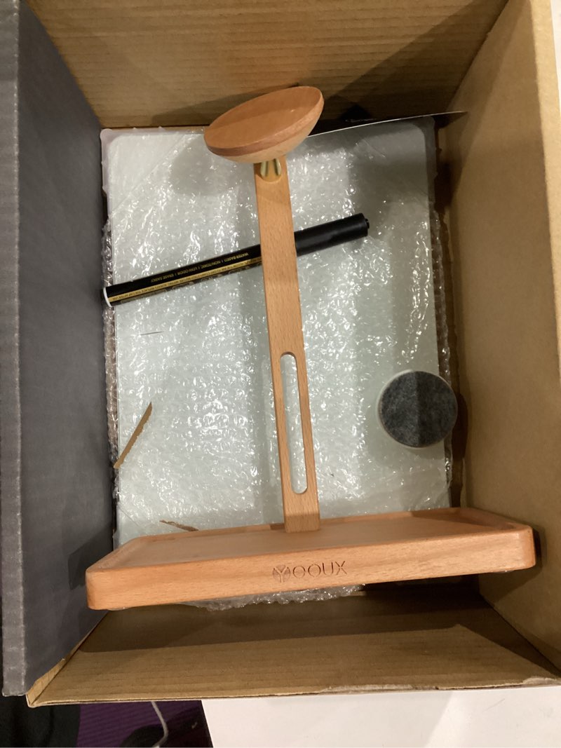 Condition photo showing Good Condition for yeoux premium desktop glass whiteboard & magnetic phone stand 2-in-1 | 360° adjustable | solid wood | compatible with magsafe, small dry erase board for office home desk premium beech-white