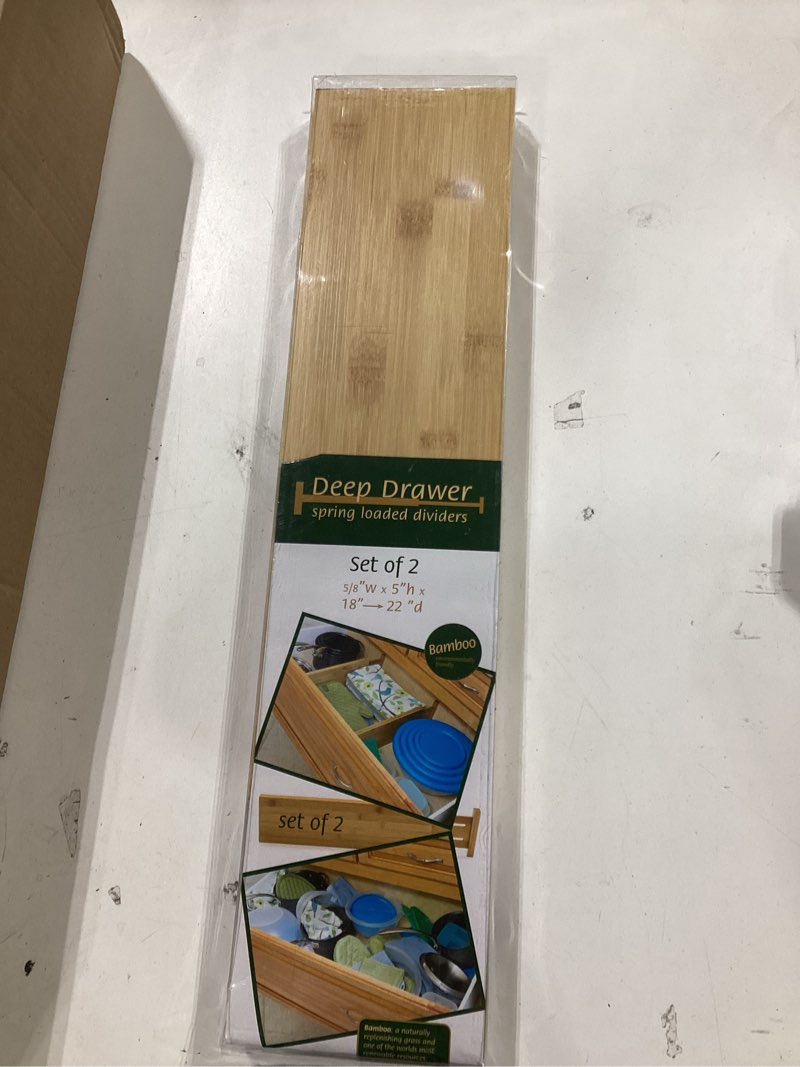 Condition photo showing Good Condition for lipper international 8897 bamboo wood custom fit adjustable deep kitchen drawer dividers, set of 2 18 1/8" to 22" deep x 5" tall (set of 2)
