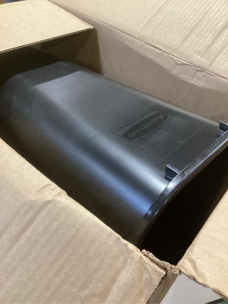 Condition photo showing Good Condition for rubbermaid commercial wastebasket trash container, 41qt/10.25 gal, plastic, black, stackable trash can for bedroom/bathroom/office, fits under desk/sink/cabinet 10.25 gallons black 1