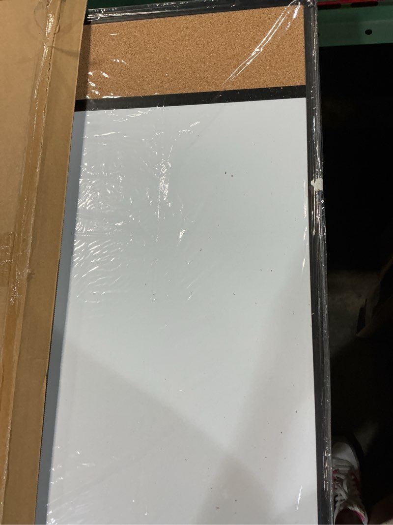 Condition photo showing New/Like New for xboard dry erase calendar whiteboard 36 x 24 - combo white board calendar monthly, magnetic white board + corkboard with black aluminum frame, 10 colorful push pins & marker tray included 36"w x 24"h