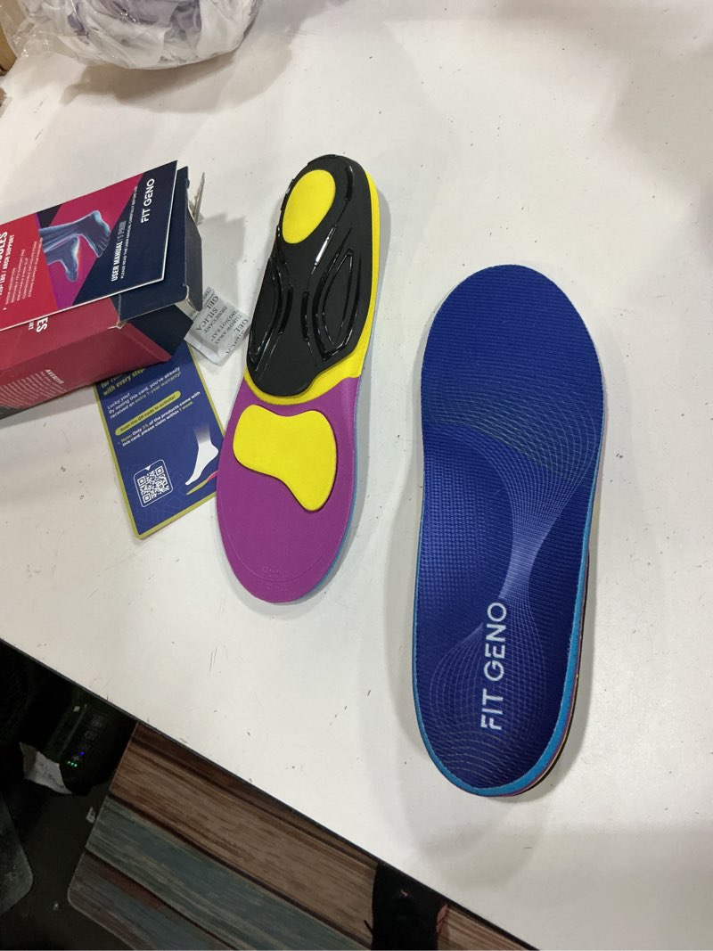 Condition photo showing New/Like New for arch support plantar fasciitis insoles: fit geno orthotics inserts for high arch pain relief – heavy duty shoe inserts for women & men 220lbs+ – for work boots & sneakers (women's 6-7 / men's 4-5) orange women's 6-7 / men's 4-5