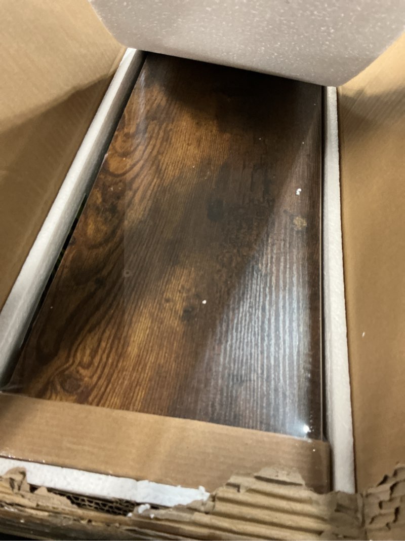 Condition photo showing Good Condition for forbena rustic wood floating shelves for wall set of 3, 24 inches long wooden hanging shelves for bedroom storage, large wall mounted shelves for living room books, closet (dark brown) 23.6 inch rustic brown