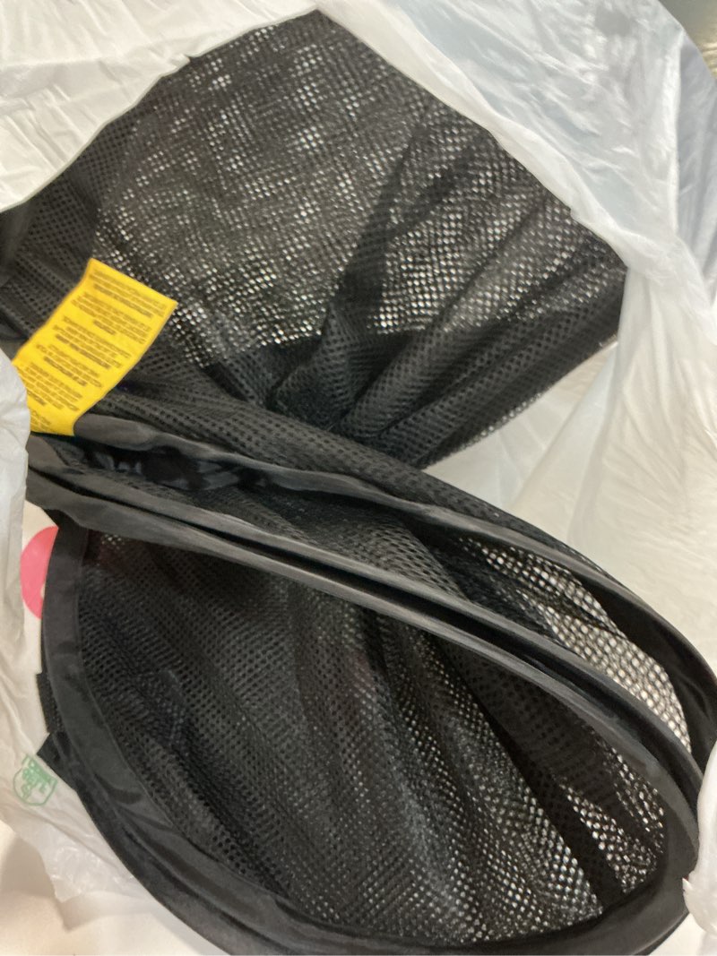 Condition photo showing As Is for Handy Laundry Collapsible Mesh Pop Up Hamper with Wide Opening and Side Pocket - Breathable, Sturdy, Foldable, and Space-Saving Design for Clothes and Storage (Black)