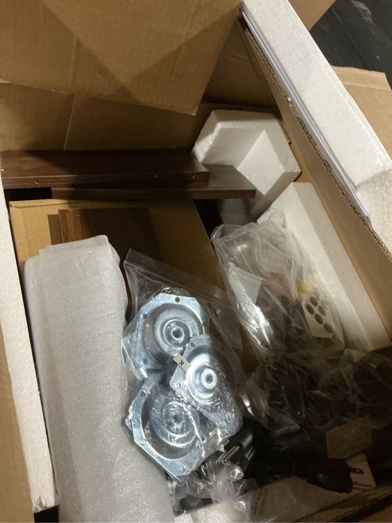 Condition photo showing As Is for Huuger Nightstand with Charging Station, USB-C Port, Fluted Night Stand Set of 2, Bed Side Table with Drawer, Solid Wood Feet, Open Storage, End Table with Raised Edge, for Bedroom, Walnut