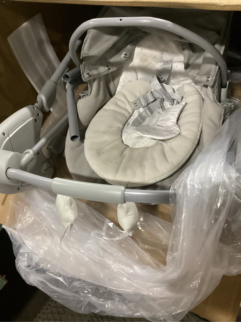 Condition photo showing Good Condition for graco slim spaces compact baby swing, space saving portable bay swing with height adjustable legs & soft toys, reign