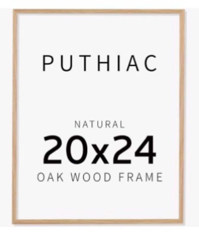 Yaetm 20x24 Picture Frame Matted to 16x20 - Brown Walnut, Solid Wood 20 x 24 Frame for Poster & Art 