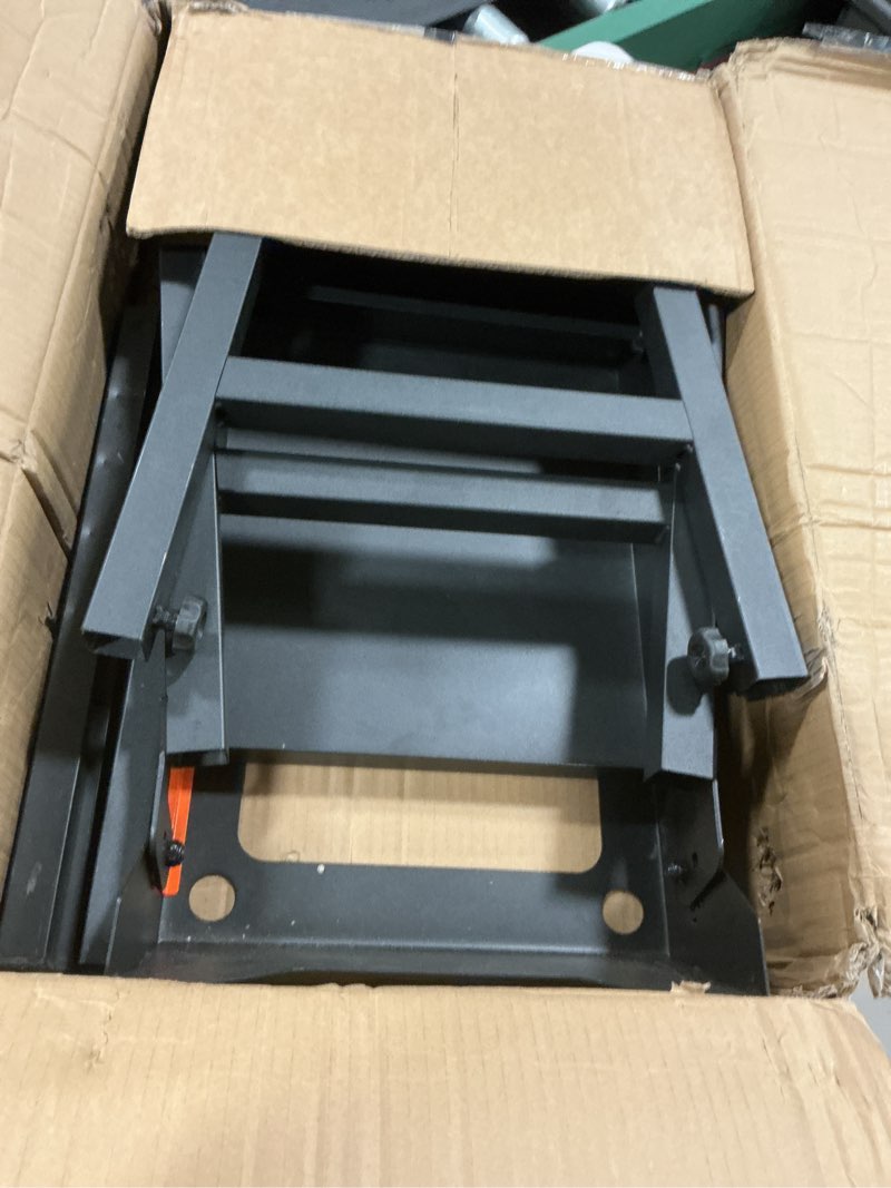 Condition photo showing As Is for Blackstone 5013 Collapsible 17” and 22” Tabletop Griddle Stand with Adjustable Legs and a Removable Side Shelf, Powder Coated Steel, Black Regular Griddle Stand