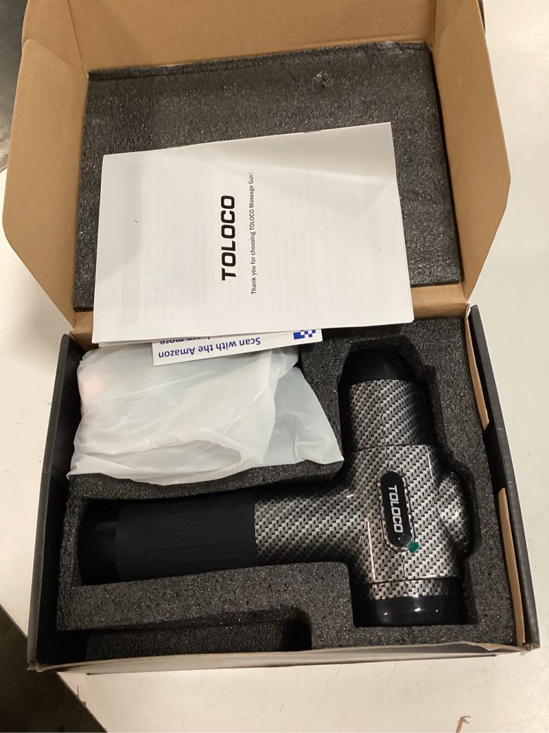 Condition photo showing Good Condition for toloco massage gun, deep tissue back massage for athletes for pain relief, percussion massager with 10 massages heads & silent brushless motor, mothers day gifts, carbon