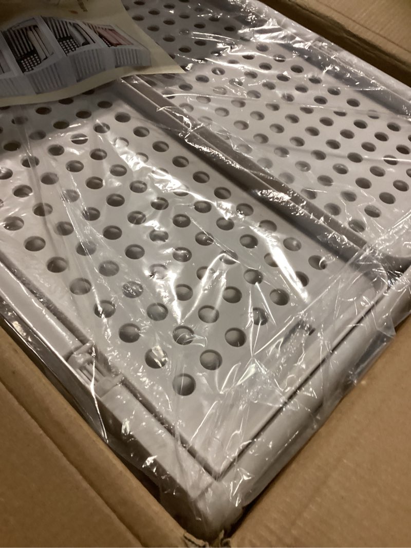 Condition photo showing Good Condition for yazi Stackable Storage Bins,8 Pack Foldable Plastic Wardrobe Clothes Organizer Drawer Shelf Storage Basket Container Plastic Drawer Organizer Shelf Baskets Folding Containers Bins Cubes 8Packs Light Grey