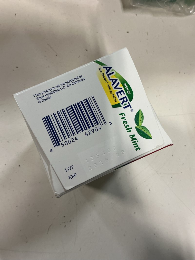 Condition photo showing New/Like New for alavert 24 hour allergy relief tablets, non-drowsy antihistamine, orally disintegrating allergy tablets, loratadine 10 mg, fresh mint flavor, 60 count