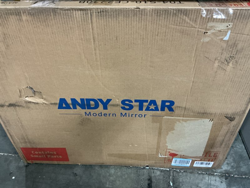 Condition photo showing New/Like New for andy star black bathroom mirror, 22x30 inch asymmetrical mirror, irregular wall mirror in stainless steel metal frame, modern scalloped mirrors ideal for bathroom, bedroom (horizontal/vertical) matte black 30"l x 22"w