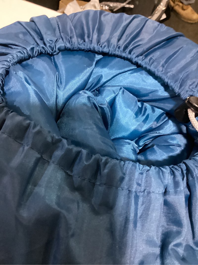 Condition photo showing As Is for ozark trail 35-degree cool weather rectangular sleeping bag, blue, 33"x77"