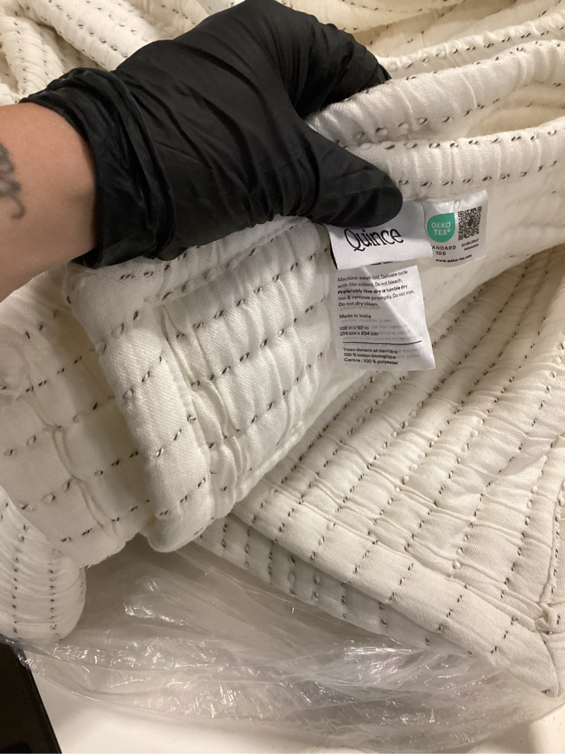 Condition photo showing As Is for organic cotton channel stitch coverlet set, king/cal king, undyed