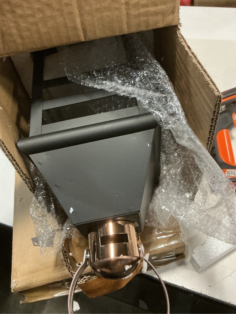 Condition photo showing Good Condition for TRIROCKS Decorative Vintage Candle Lanterns 15.5" H Farmhouse Outdoor Hanging Lanterns with Tempered Glass for Porch, Balcony, Patio, Home, Centerpieces, Indoor, Outdoor(Black with Gold top) Black 15''H