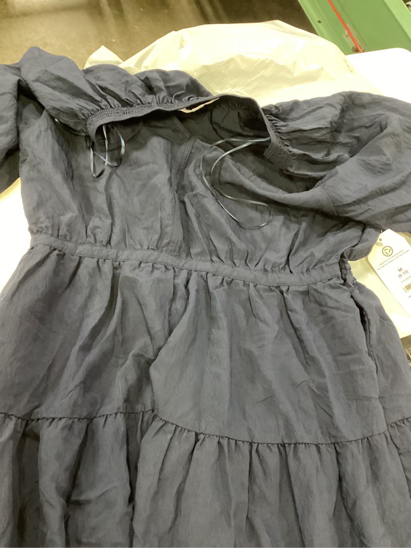 Condition photo showing Good Condition for time and tru women's tiered maxi navy dress with 3/4 length sleeves, size m