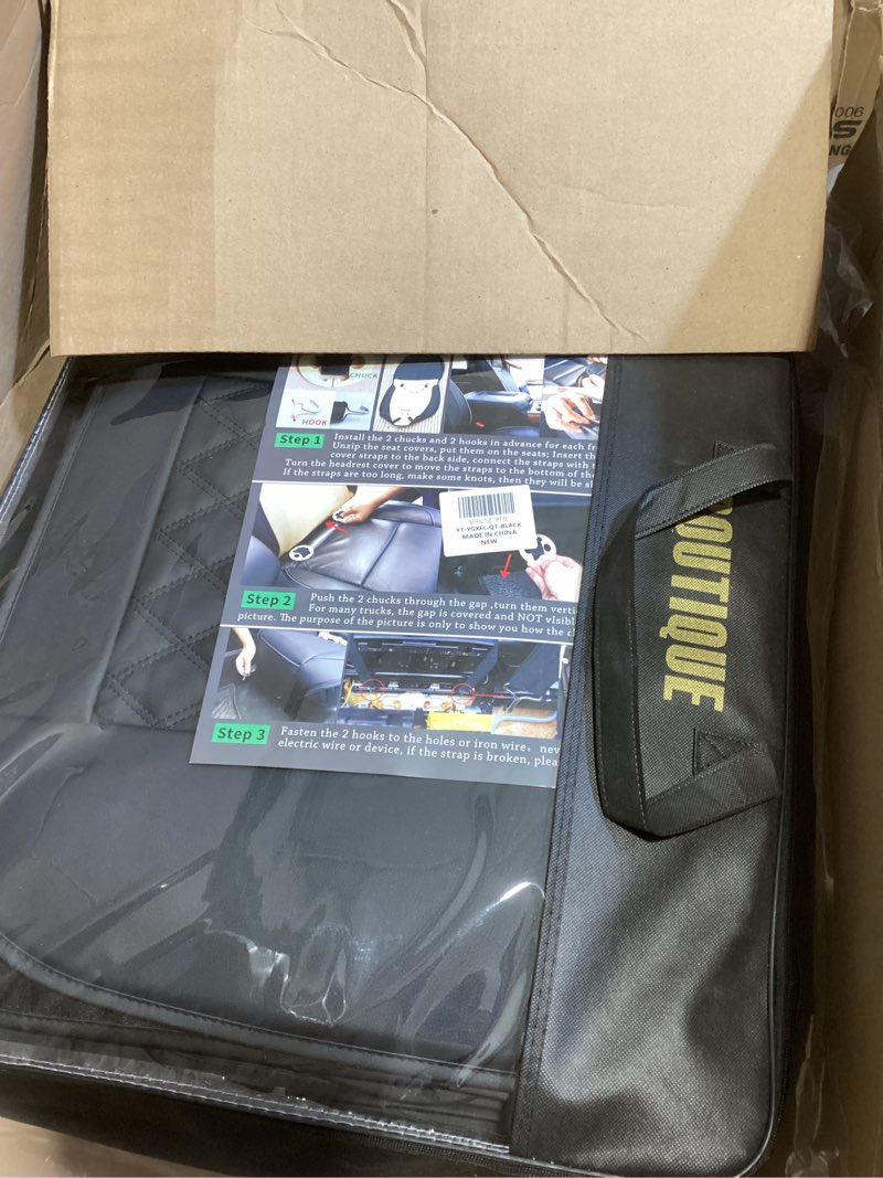 Condition photo showing Good Condition for aierxuan seat covers for truck chevy chevrolet silverado gmc sierra pickup 2007-2026 1500 2500hd 3500hd trail boss z71 crew double extended cab waterproof leather protectors (full set, black) full set/black